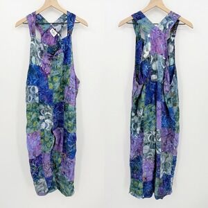 Go Fish Overalls Jumpsuit Patchwork Batik Wide Leg Pockets Boho Festival M Artsy